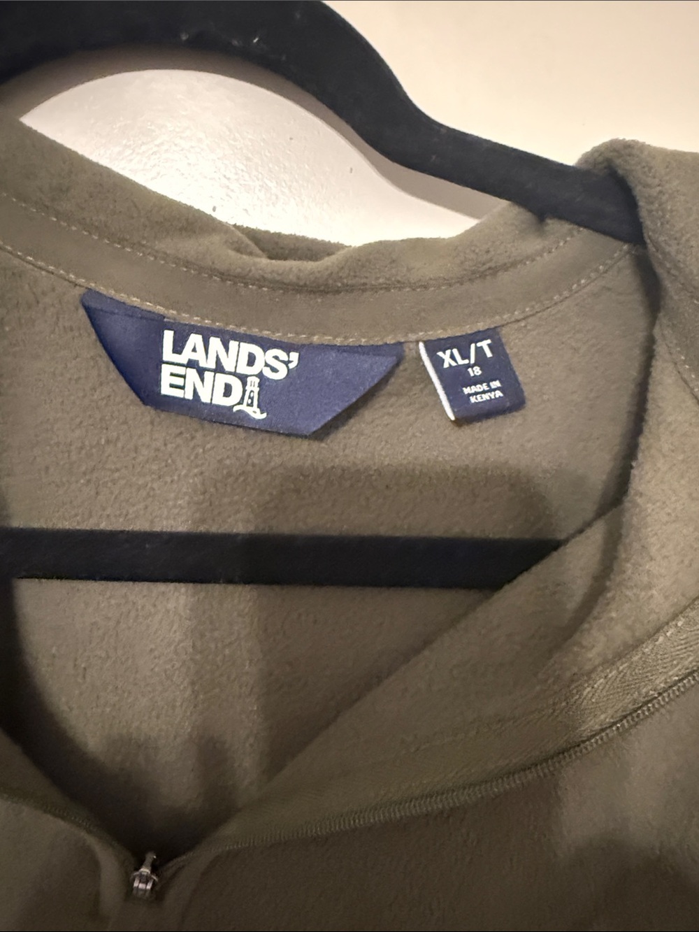 Lands' End Olive Green Half-Zip Fleece Hoodie - Picture 2 of 2